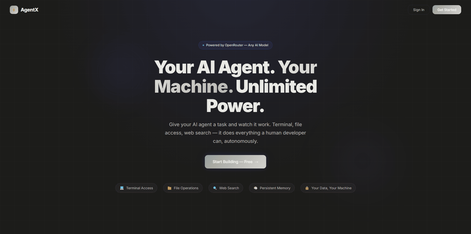 AgentX — Autonomous AI development agent that builds full-stack apps locally