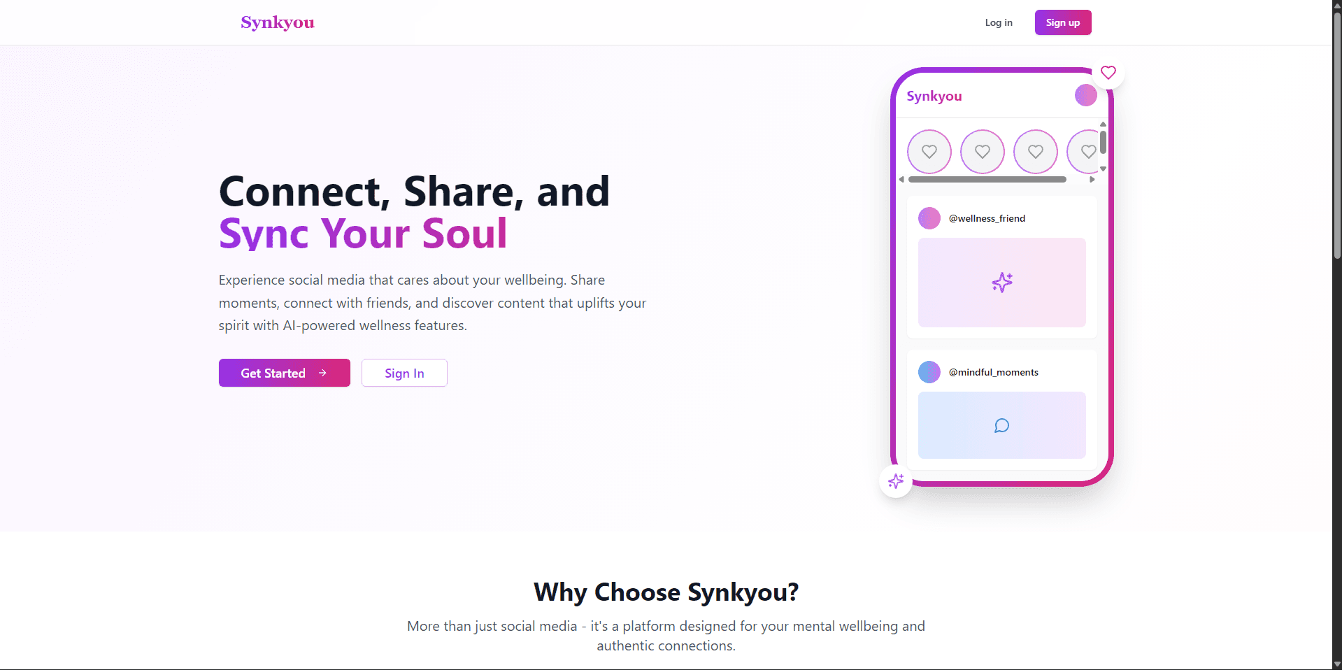 SynkYou — AI-powered social platform for mental wellbeing